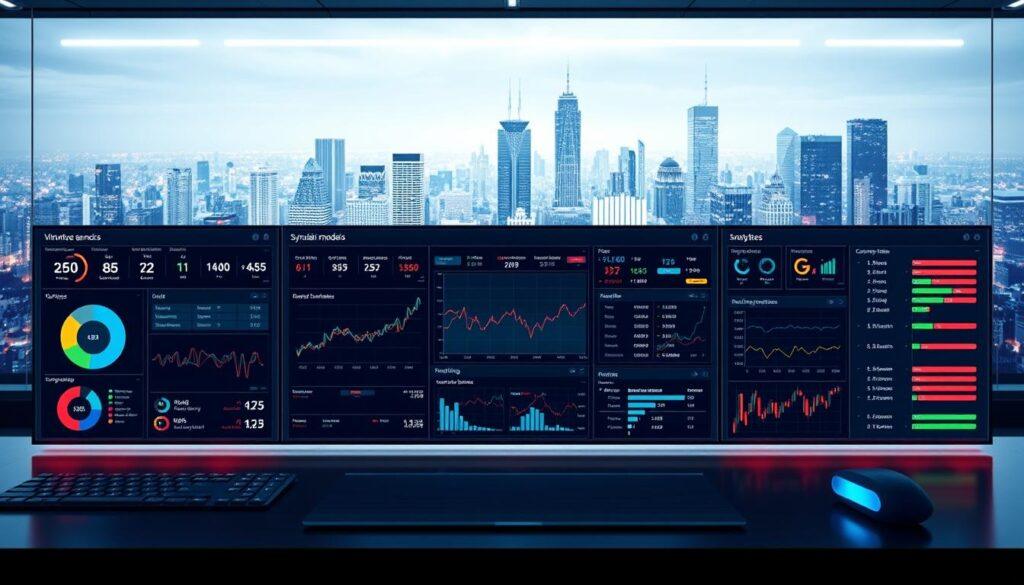 A sophisticated data analytics dashboard displaying dynamic simulation models and betting scenarios. The foreground features an array of intuitive visualizations and interactive controls, allowing users to fine-tune variables and explore different outcomes. The middle ground showcases real-time market data streams and algorithmic predictions, while the background depicts an abstract cityscape, symbolizing the interconnected nature of the virtual and physical worlds of sports betting. The lighting is clean and crisp, with a hint of neon accents to convey a sense of technological prowess and cutting-edge innovation. The overall tone is one of empowerment, precision, and the ability to harness data-driven insights for a competitive edge. A sophisticated data analytics dashboard displaying dynamic simulation models and betting scenarios. The foreground features an array of intuitive visualizations and interactive controls, allowing users to fine-tune variables and explore different outcomes. The middle ground showcases real-time market data streams and algorithmic predictions, while the background depicts an abstract cityscape, symbolizing the interconnected nature of the virtual and physical worlds of sports betting. The lighting is clean and crisp, with a hint of neon accents to convey a sense of technological prowess and cutting-edge innovation. The overall tone is one of empowerment, precision, and the ability to harness data-driven insights for a competitive edge.