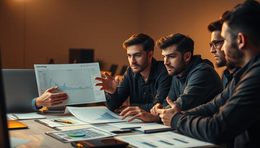 A team of professional Dota 2 analysts sit around a table, intently studying data visualizations and complex spreadsheets. The room is bathed in a warm, focused lighting, casting a pensive mood. In the foreground, one analyst gestures animatedly while explaining a detailed graph, while the others listen intently, their expressions a mix of concentration and determination. The background is subtly blurred, placing the emphasis on the team's collaborative efforts to uncover key insights and formulate winning strategies. The scene conveys a sense of strategic depth, analytical rigor, and the high-stakes world of esports decision-making. A team of professional Dota 2 analysts sit around a table, intently studying data visualizations and complex spreadsheets. The room is bathed in a warm, focused lighting, casting a pensive mood. In the foreground, one analyst gestures animatedly while explaining a detailed graph, while the others listen intently, their expressions a mix of concentration and determination. The background is subtly blurred, placing the emphasis on the team's collaborative efforts to uncover key insights and formulate winning strategies. The scene conveys a sense of strategic depth, analytical rigor, and the high-stakes world of esports decision-making.