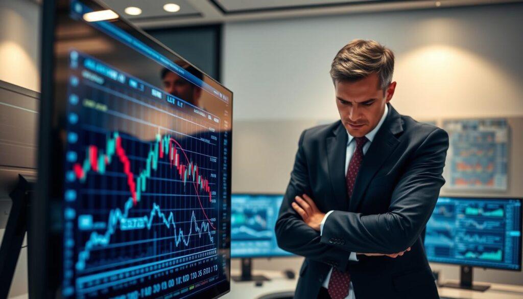 A visually striking concept illustrating "overfitting prevention in trading strategies." In the foreground, a sleek digital display shows a series of fluctuating graphs and charts, signifying trading data. In the middle ground, a professional figure dressed in business attire is analyzing the data, furrowing their brow in concentration, surrounded by various screens showing rolling window analytics. The background features a modern office environment with subtle lighting that creates an intellectual atmosphere, highlighting the importance of analysis. The scene is captured from a slightly angled perspective, conveying depth and focus. The overall mood is one of diligence and caution, emphasizing the significance of proper validation in trading strategies. Soft, ambient lighting enhances the professional tone without distractions, ensuring clarity in the visual message. A visually striking concept illustrating "overfitting prevention in trading strategies." In the foreground, a sleek digital display shows a series of fluctuating graphs and charts, signifying trading data. In the middle ground, a professional figure dressed in business attire is analyzing the data, furrowing their brow in concentration, surrounded by various screens showing rolling window analytics. The background features a modern office environment with subtle lighting that creates an intellectual atmosphere, highlighting the importance of analysis. The scene is captured from a slightly angled perspective, conveying depth and focus. The overall mood is one of diligence and caution, emphasizing the significance of proper validation in trading strategies. Soft, ambient lighting enhances the professional tone without distractions, ensuring clarity in the visual message.