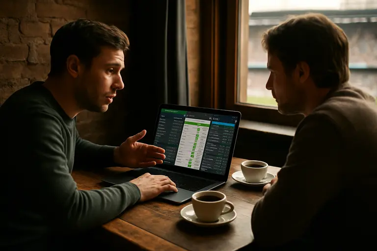 Bettor comparing live market menus and settlement rules on a laptop