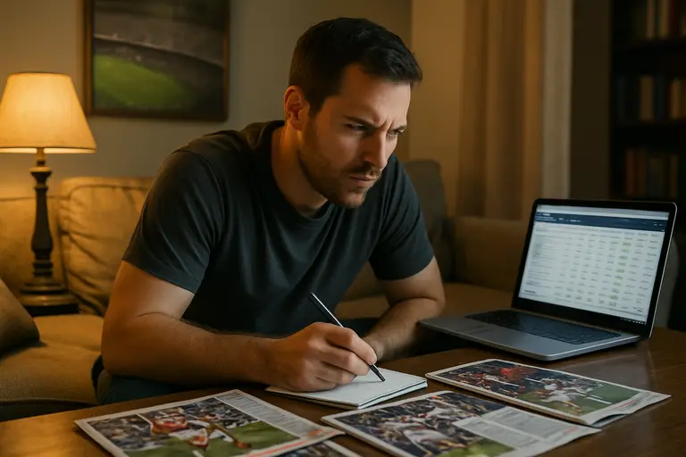 Checklist beside a tablet showing sports market categories and timing notes