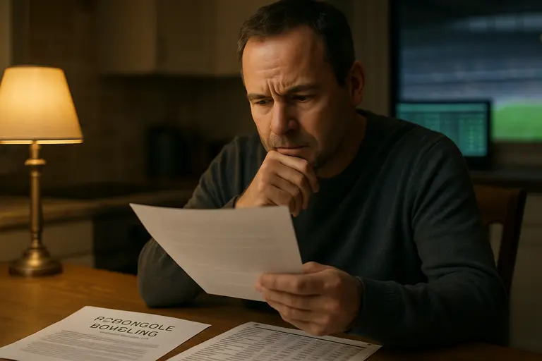 Person checks bankroll notes and account rules before placing any sports wager