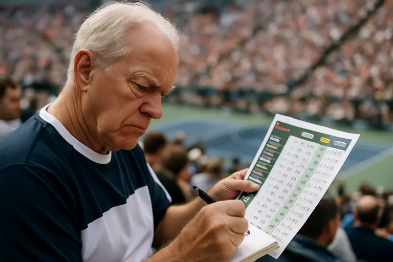 Spreadsheet comparing tennis market depth, timing, and settlement notes