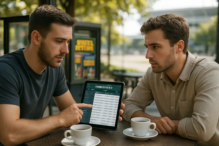Three betting account screens compared on a desk with notes and charts