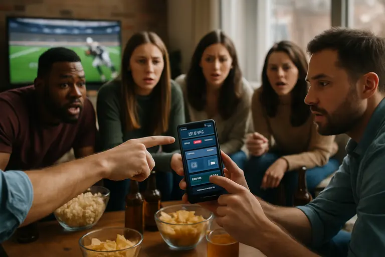 Football futures board and live market screen monitored during a game