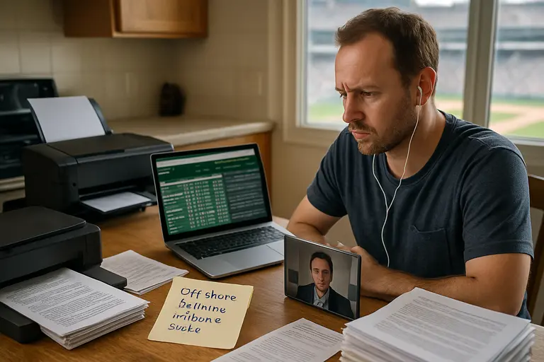 Notebook with betting limits, withdrawal checks, and market rules beside a laptop