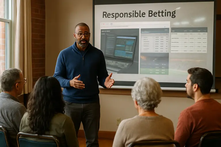 Notebook with responsible betting checklist beside a phone and laptop