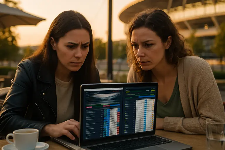 Laptop showing sportsbook comparison notes beside a live sports broadcast