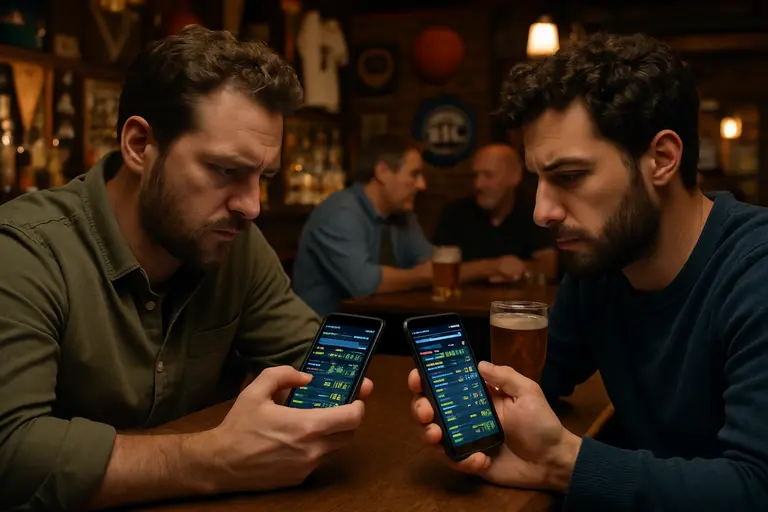 Laptop with sportsbook comparison notes next to a responsible betting checklist