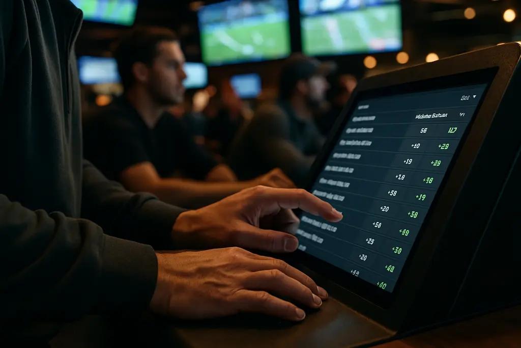 NFL Prop Pricing board beside notebooks and market comparison charts