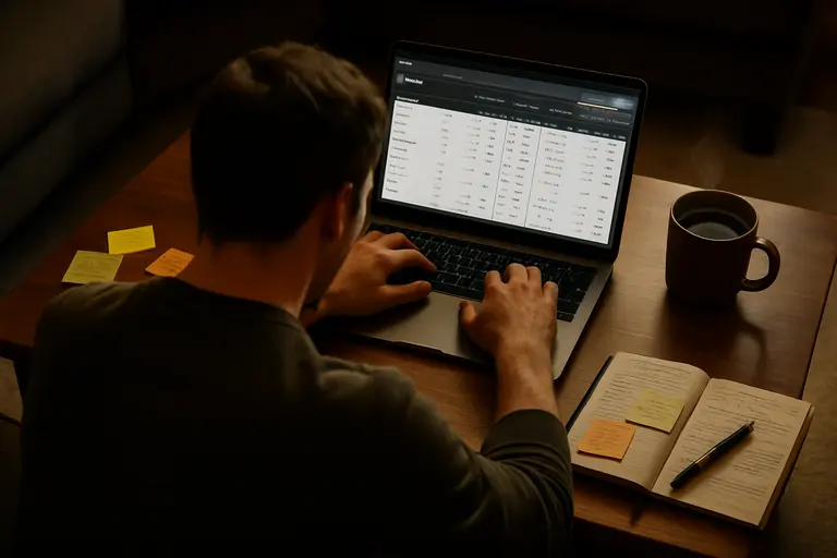 Notebook beside live odds screens during a night basketball game