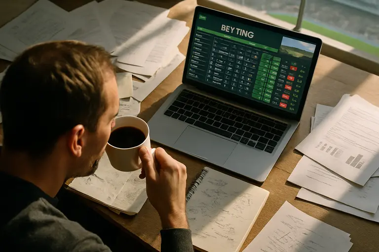 Notebook checklist beside a live betting screen with player statistics