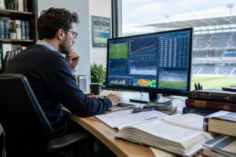 Scenario chart on a desk with sportsbook research and contract notes